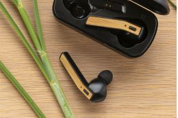 Bamboo Free Flow TWS earbuds in charging case