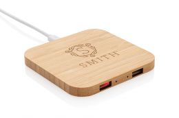 FSC bamboo 5W wireless charger with USB