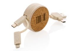 Cork and Wheat 6-in-1 retractable cable