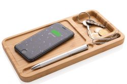 Bamboo desk organizer with Wireless Charger | 5W