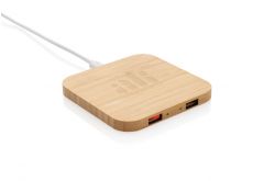 FSC bamboo 10W wireless charger with USB