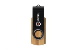 Black-brown twist bamboo USB stick