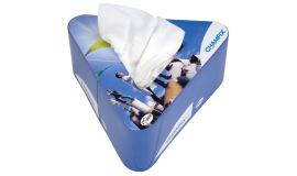Tissue box with hard cover and print
